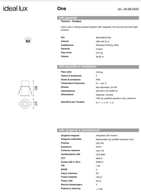 Ideal-Lux Spot 2W LED 7
