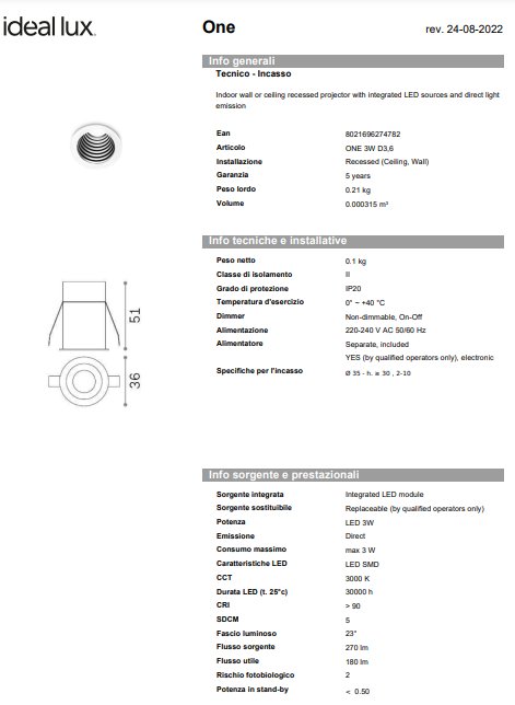 Ideal-Lux Spot 2W LED 9