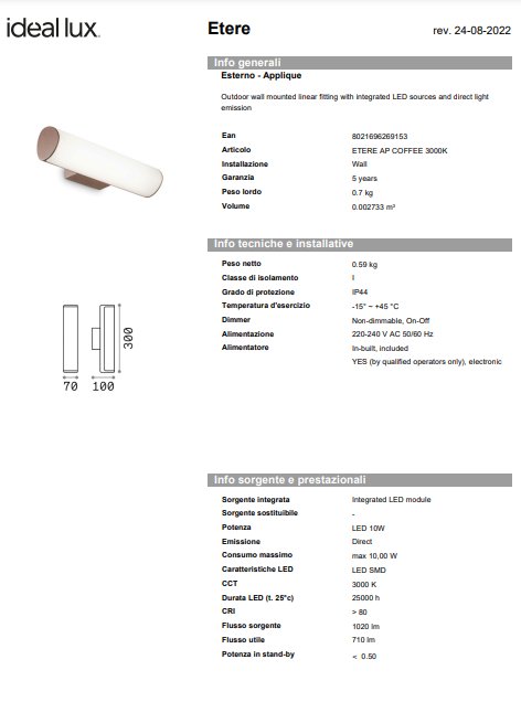Ideal-Lux Aplica Exterior LED 3000K pentru Decorat Spațiile în Aer Liber 4