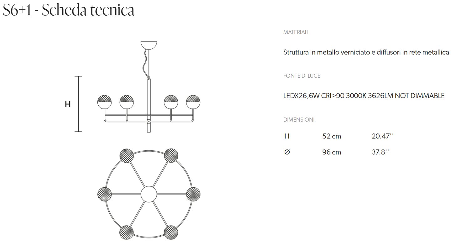 Masiero Candelabru Suspensat Circular cu 6+1/12+1/18+1 Becuri 6
