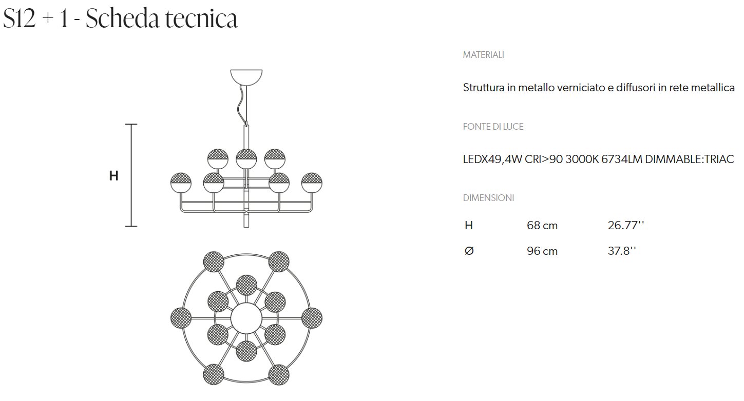 Masiero Candelabru Suspensat Circular cu 6+1/12+1/18+1 Becuri 7