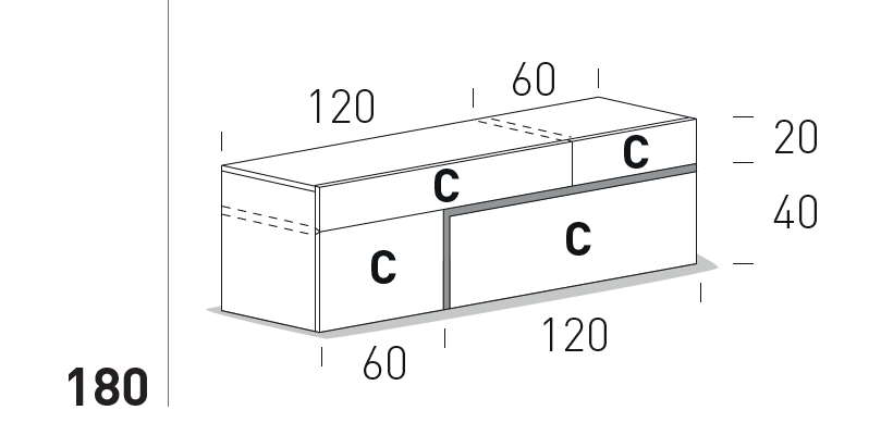 Comoda de living Quadra 7